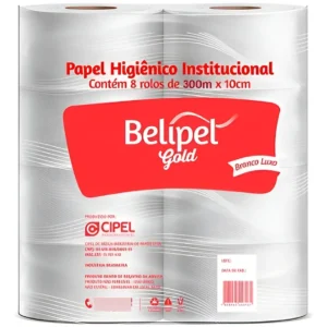 PAPEL HIG. BELIPEL GOLD BR1 C/8 ROLOS X 300MTS FOLHA SIMPLES