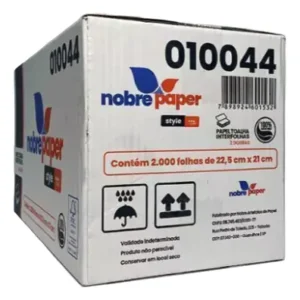 PAPEL TOALHA FOLHA DUPLA 23X21CM CX C/2000 FLS NOBRE
