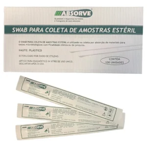 SWAB S/MEIO HASTE PLÁSTICO ESTERIL CX C/100 (ABSORVE)